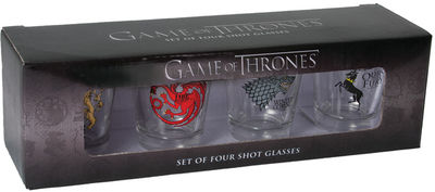 Game of Thrones Shot Glass Set: Stark, Baratheon, Targaryen, and Lannister