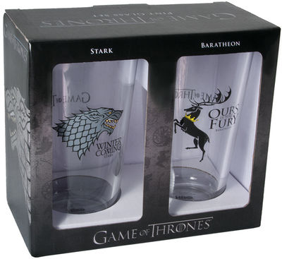 Game of Thrones Pint Glass Set: Stark and Baratheon