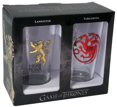 Game of Thrones Pint Glass Set: Targaryen and Lannister