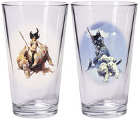 Frazetta ''Warriors & Women'' Boxed Pint Glass Set: Silver Warrior and the Huntress