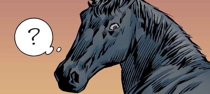 Question horse - from Norse Mythology comics