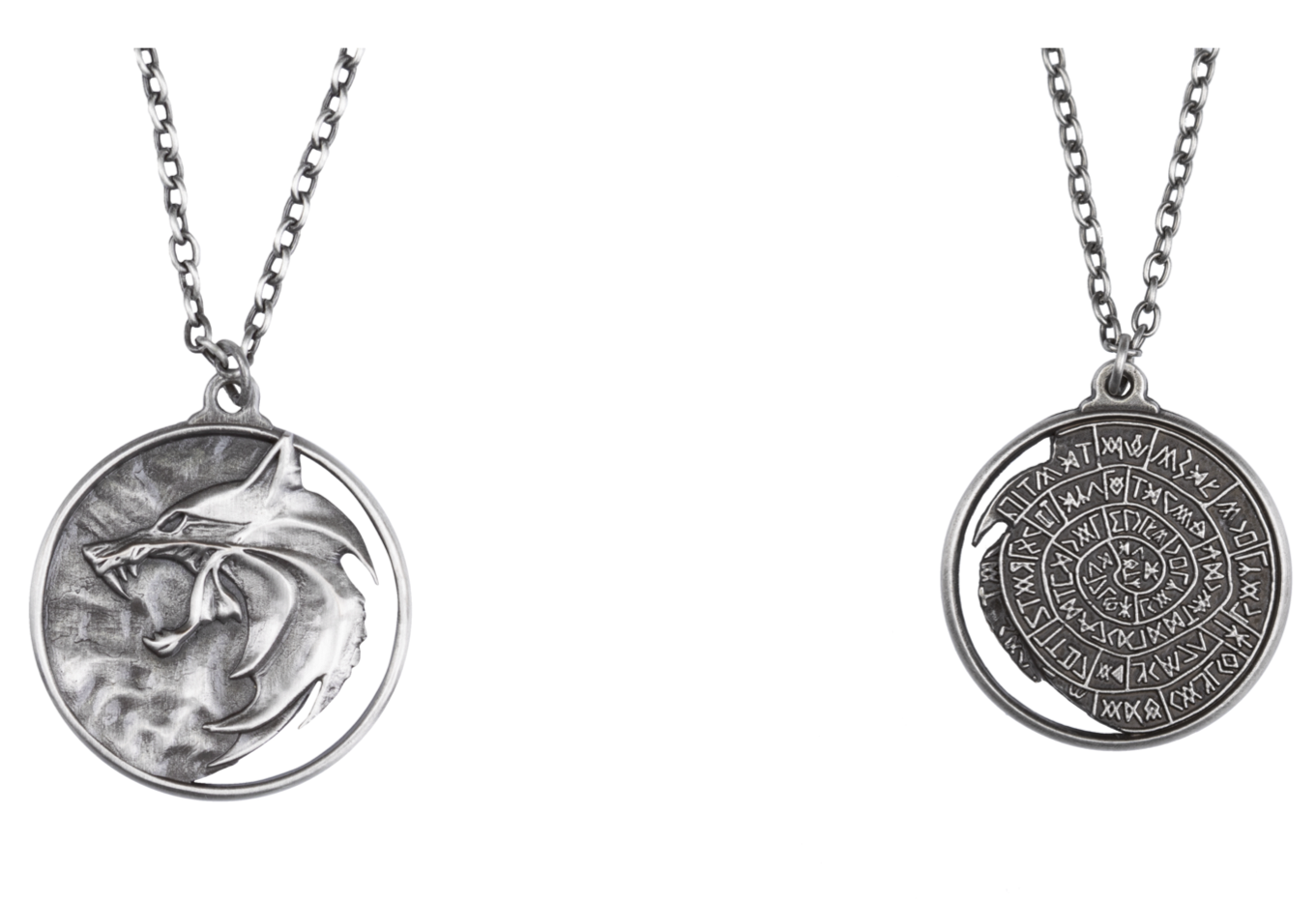 Front of White Wolf Medallion Necklace